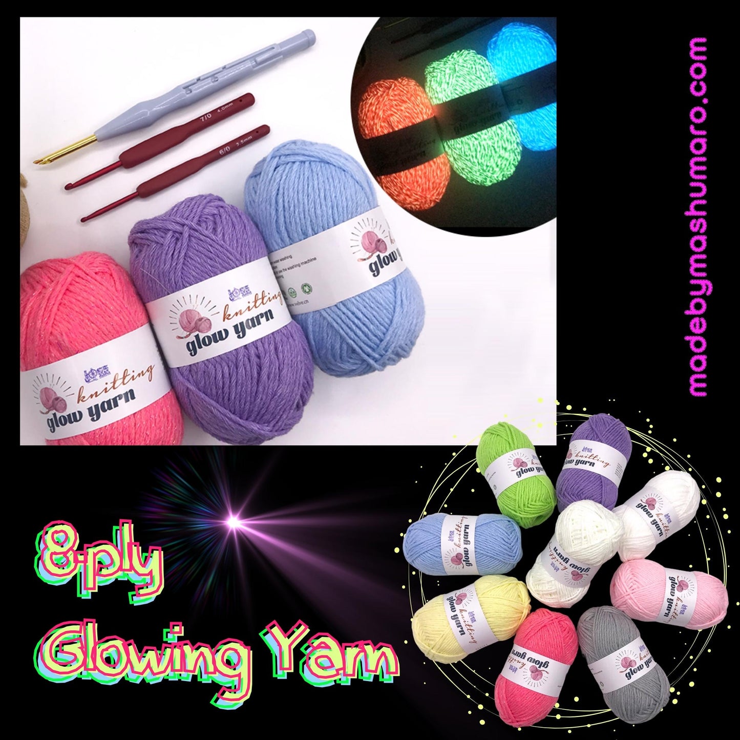 Glow In The Dark Yarn - Acrylic 8