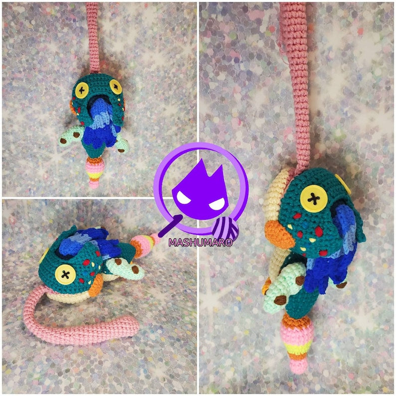 Pukei-Pukei Weapon Pendant | 17" Actual Sized | MHW | Chibi Plush | Amigurumi | Made To Order