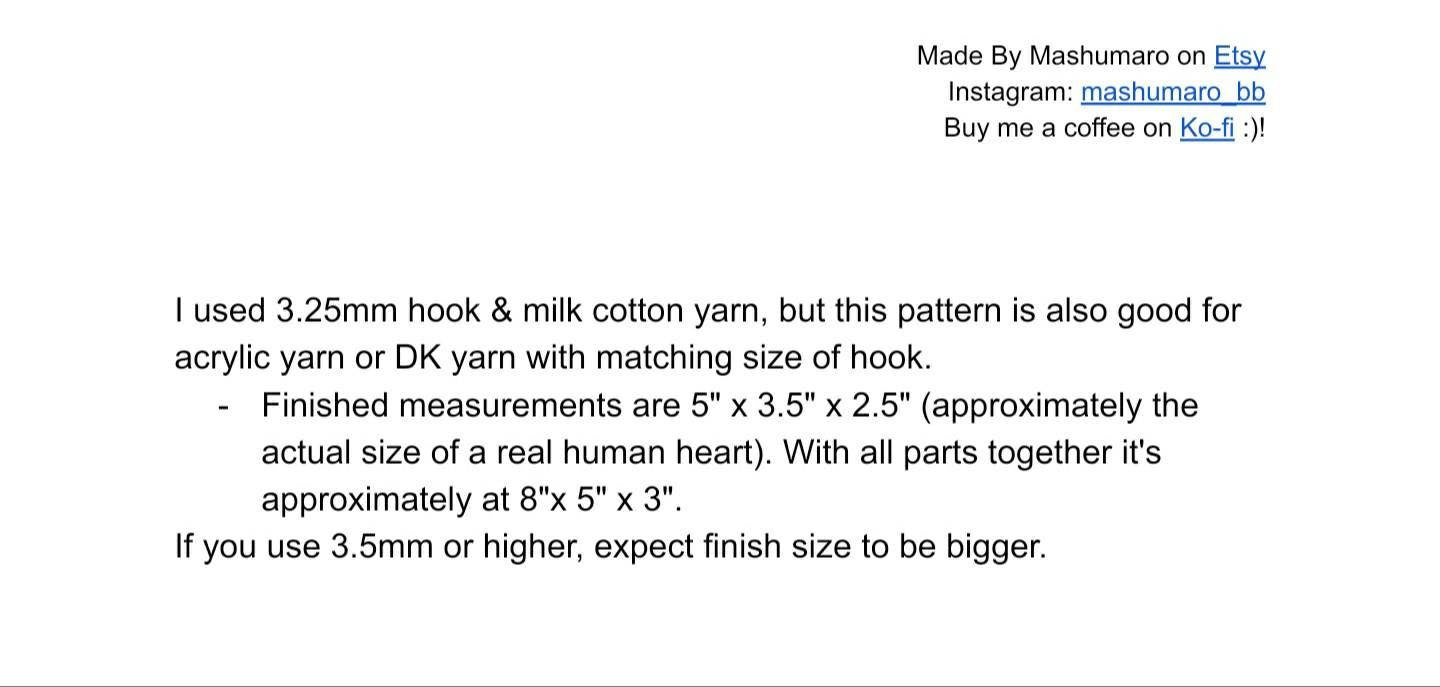 Amigurumi Pattern: Realistic Anatomical Human Heart