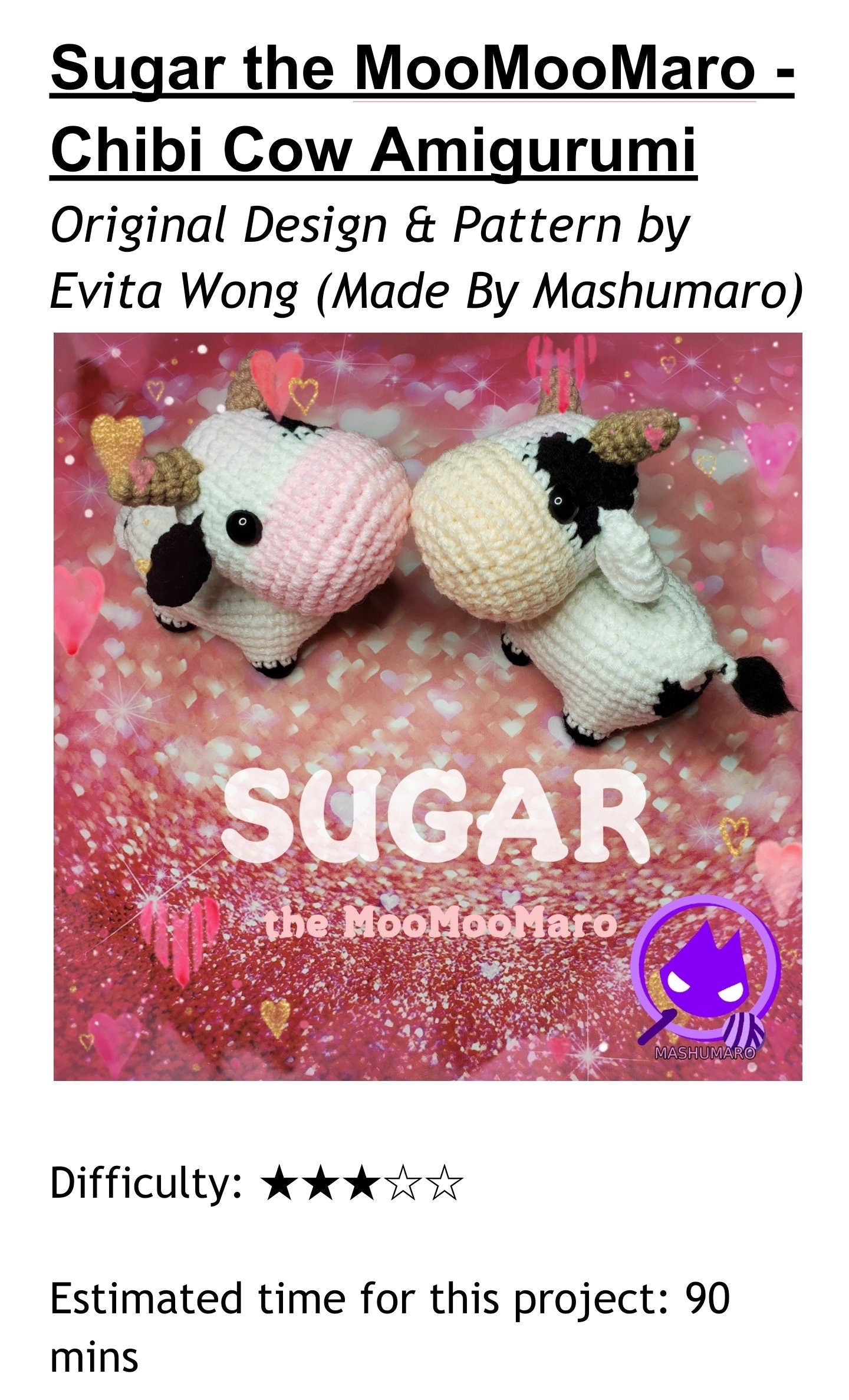 Amigurumi Pattern: MooMooMaro the Chibi Cow