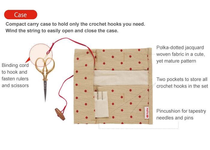 Tulip Etimo Red Crochet Hook with Cushion Grip - 8 Pcs Gift Set With Travel Case