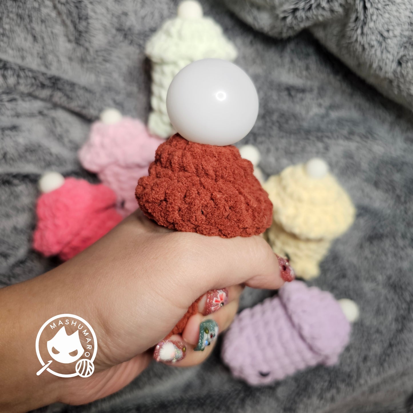 Cute Crochet Penis Plushie Bubble Balloon Inflatable Stressball Amigurumi