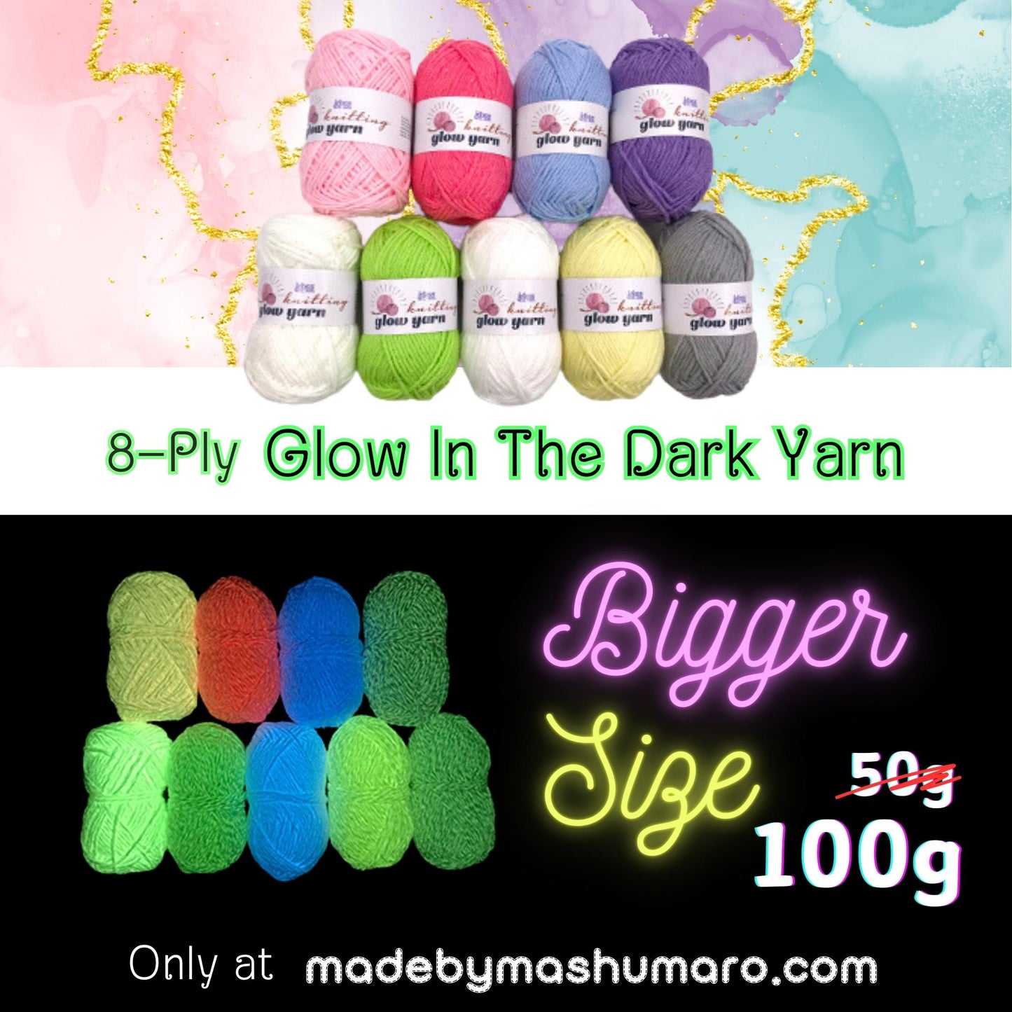 Glow In The Dark Yarn - Cotton Like – madebymashumaro