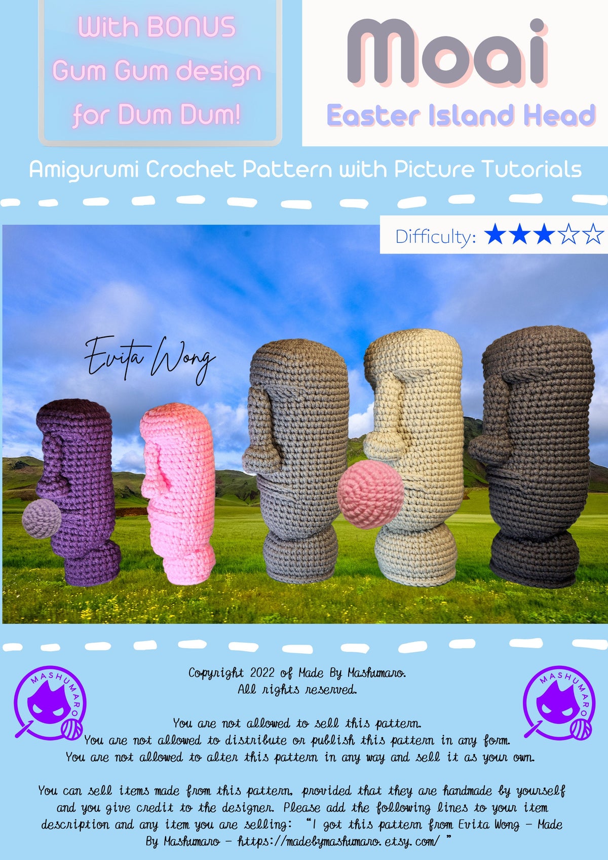 Moai Patterns Amigurumi Pattern: Moai the Easter Island Head – Made By Mashumaro ...